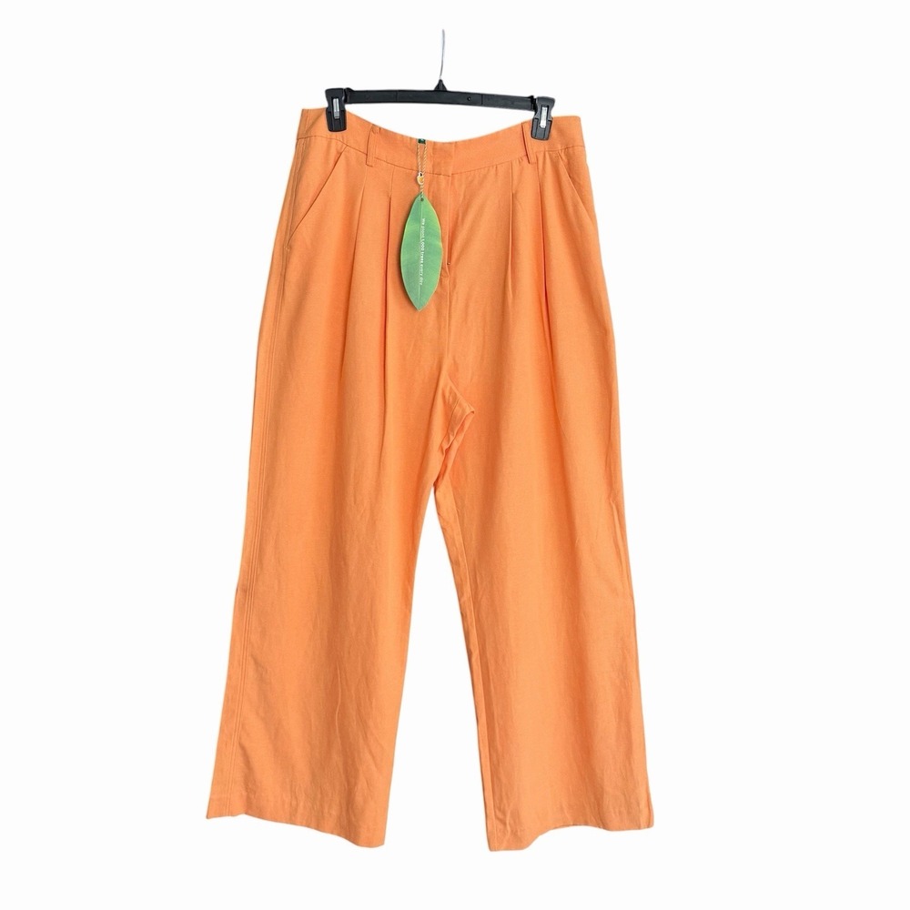 Farm Rio Low Waist Pants Women's XL Orange/ Peach Pleated Wide Leg Trouser
